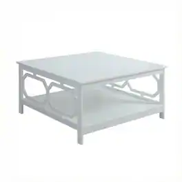 FurniFact - MDF Coffee Table with Square Top and Sturdy Construction for Living Room - White