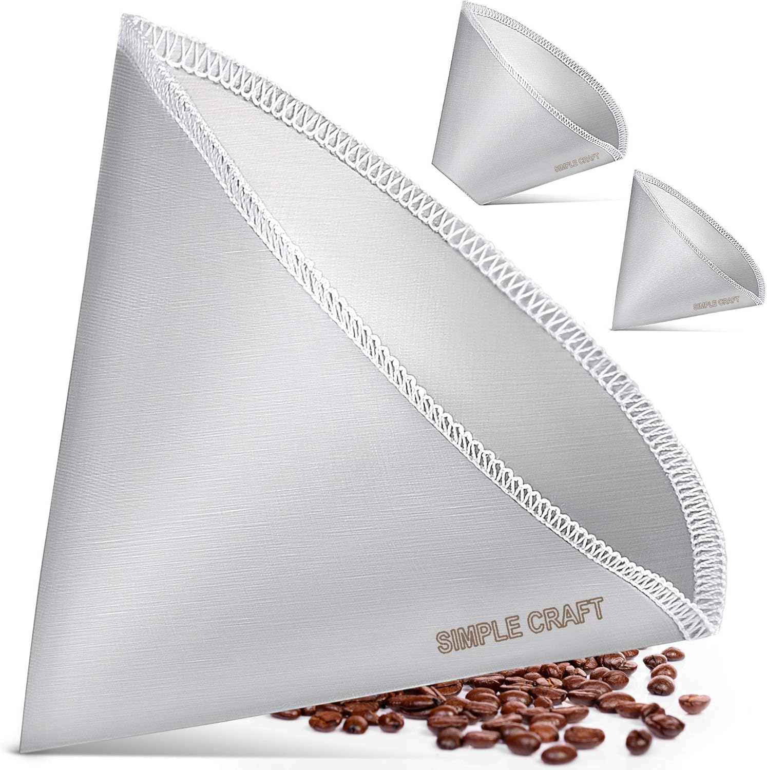 Zulay Kitchen - Reusable Pour Over Coffee Filter #1 - Stainless Steel Fine Mesh Reusable Coffee Filter by Simple Craft - White