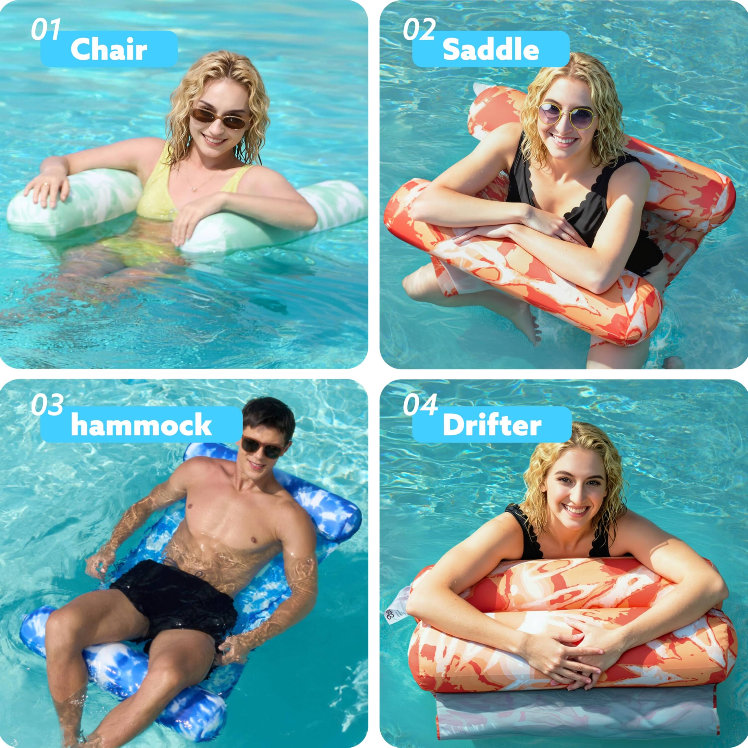 01 Chair  
02 Saddle  
03 Hammock  
04 Drifter
