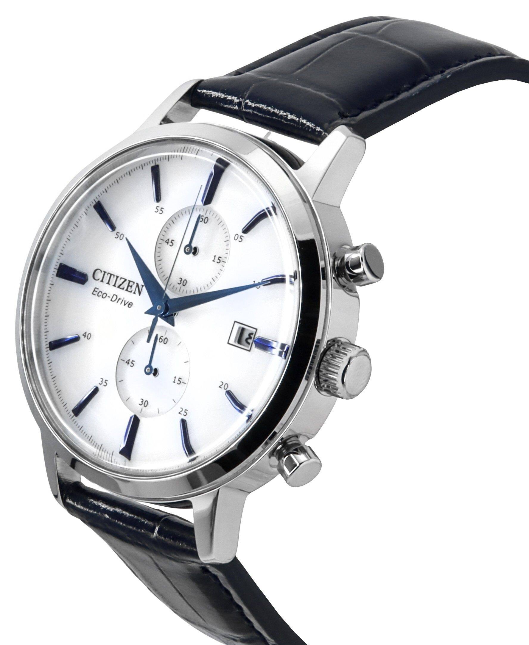 Citizen Eco Drive Chronograph Leather Strap Dial CA7069 16A Men's
