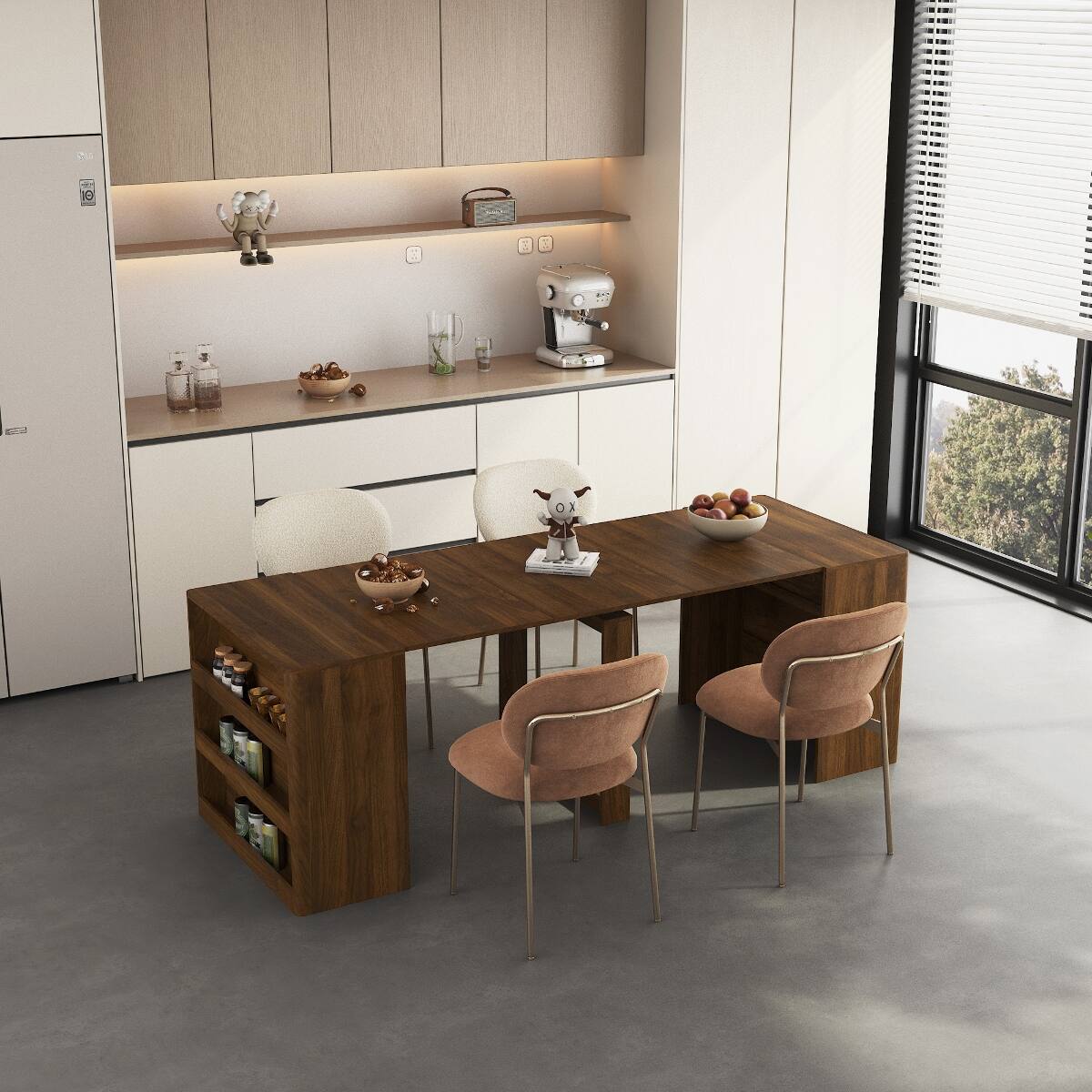 Angle. Loheer - Loheer Extendable Dining Table, Foldable Wood Rectangle Table for Dining, Work, Meetings and Gatherings - Wood.