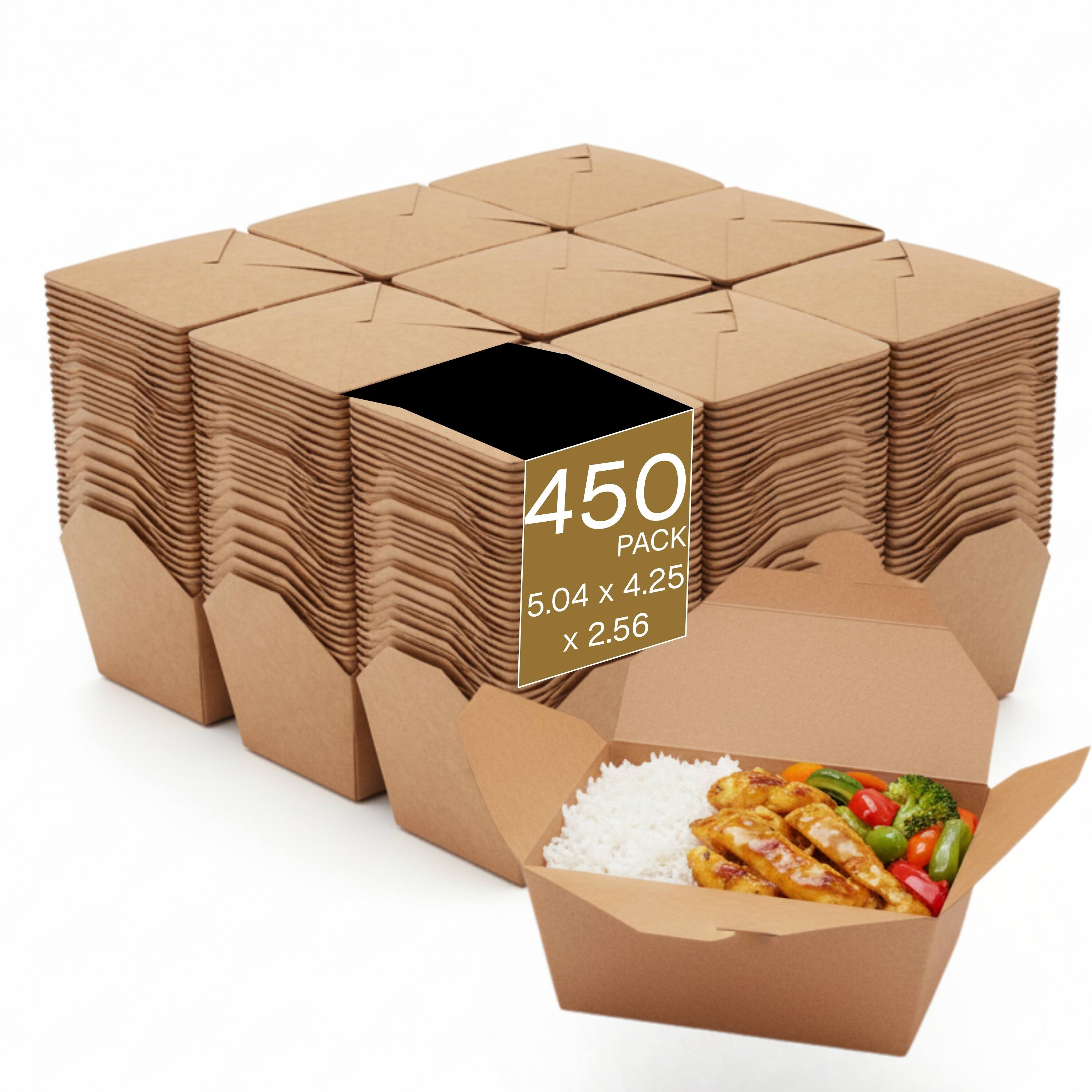 Eco Harmony Products - Kraft Paper Take-Out Boxes, Bio Box, 5" x 4.25" x 2.5", 450-Pack - Tan