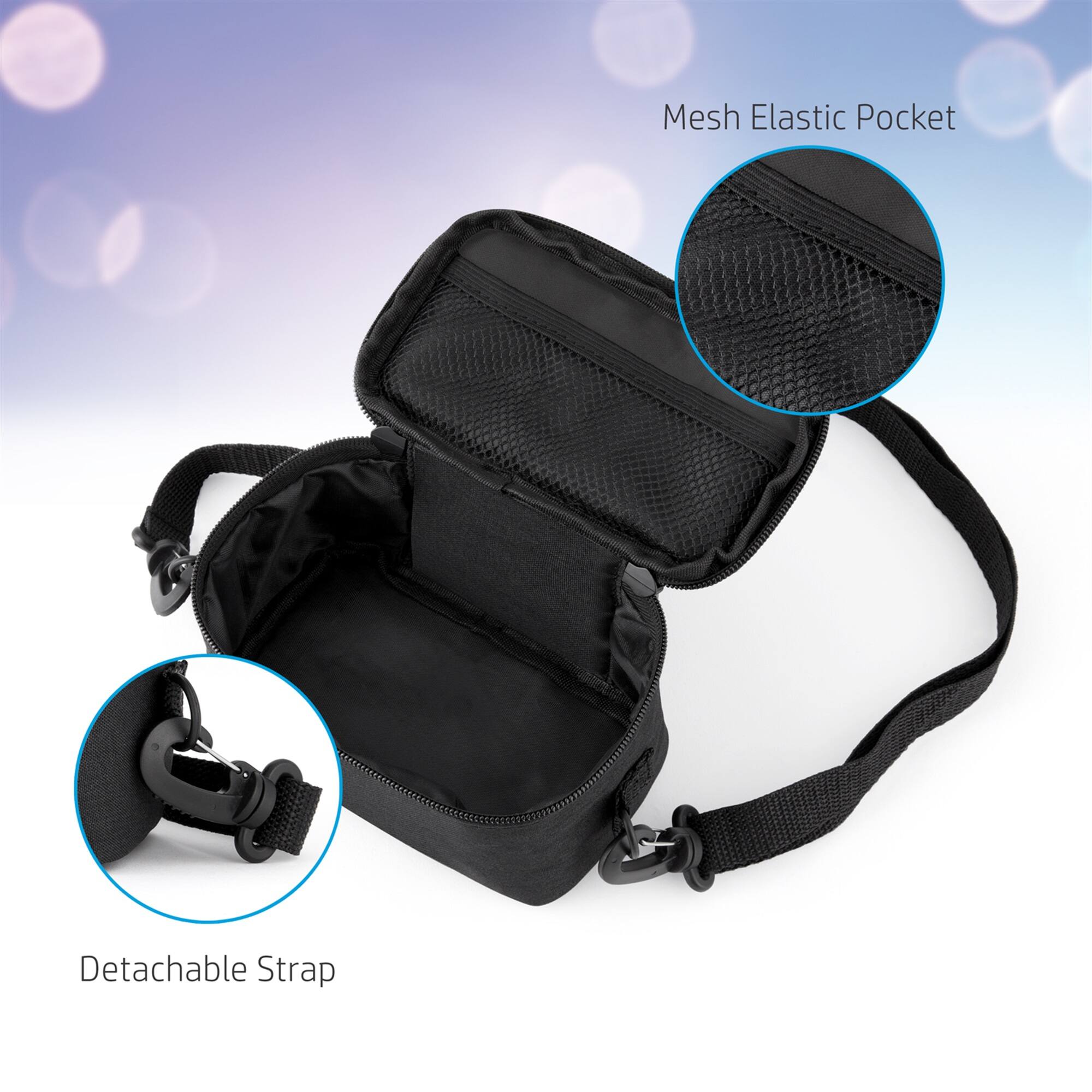 Mesh Elastic Pocket  
Detachable Strap