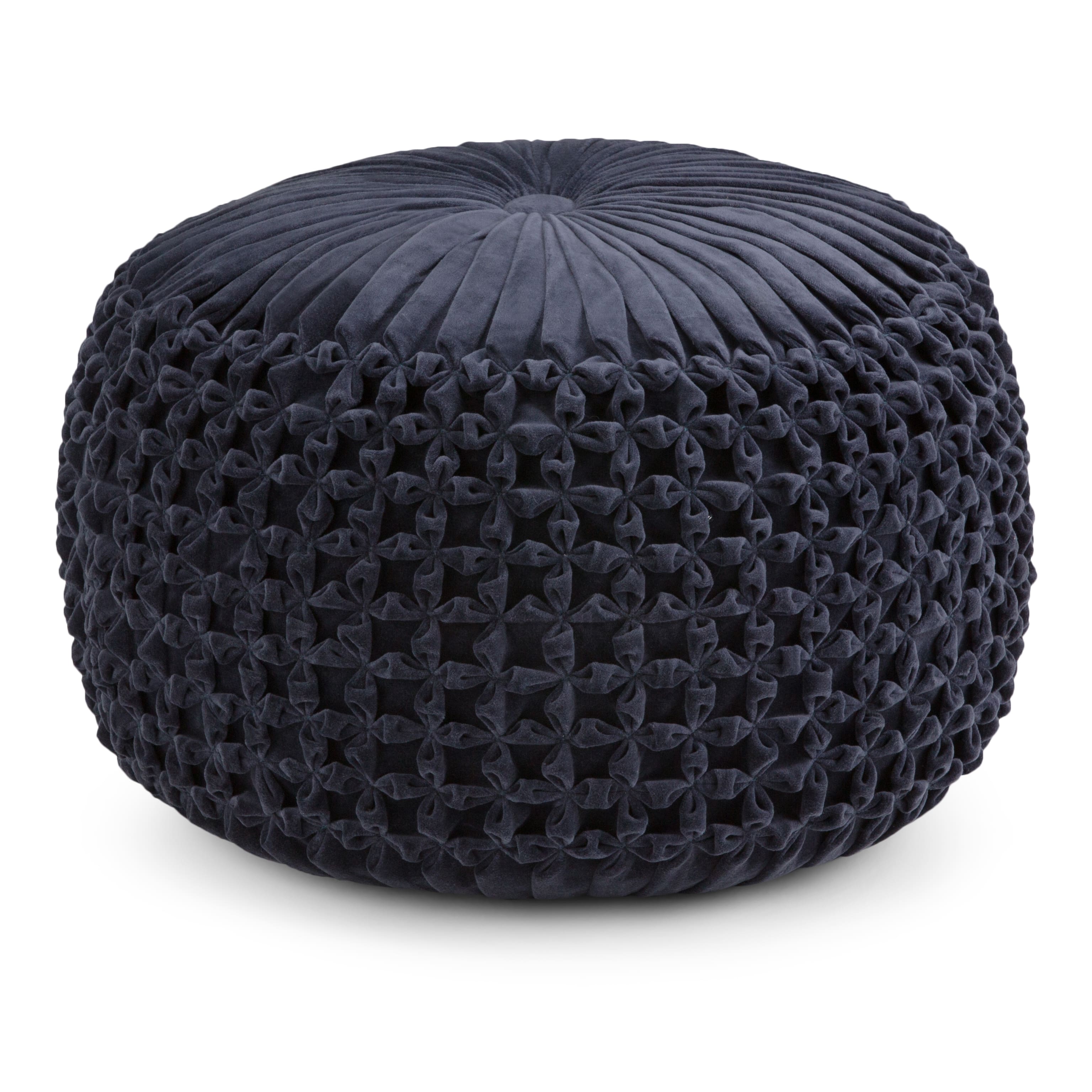 Simpli Home - Renee Round Pouf - Navy - Front_Zoom