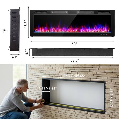 17"  
18.5"  
4.1"  
4.1"  
60"  
58.5"  
59.06" - 59.45"  
3.66" - 3.86"  
17.56" - 17.95"