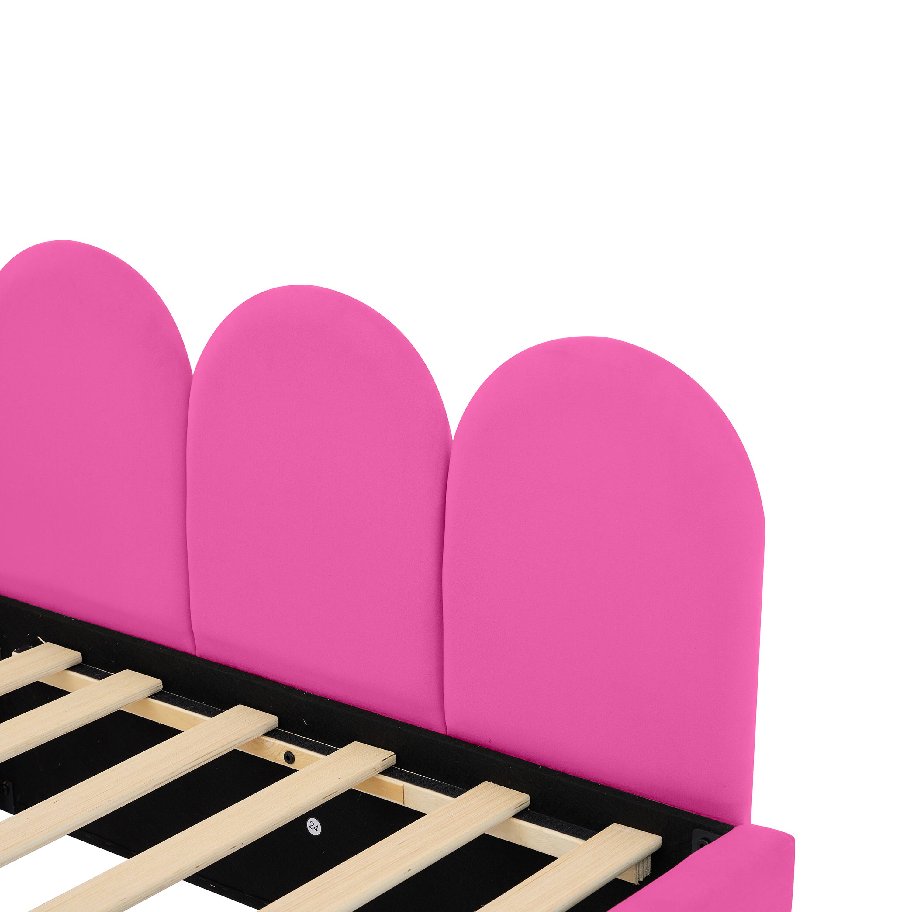 Alt View 8. Tiramisubest - Full Size Upholstered Daybed with 2 Drawers, Velvet Sofabed with Soft Fabric Headboard, No Box-spring Needed, Rose Red - Rose Red.