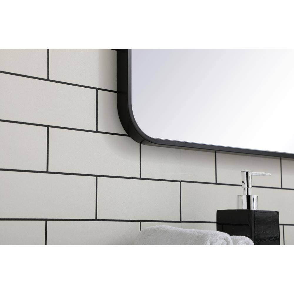 Alt View 2. Elegant Decor - Soft corner metal rectangular mirror 22x40 inch in Black - Black.