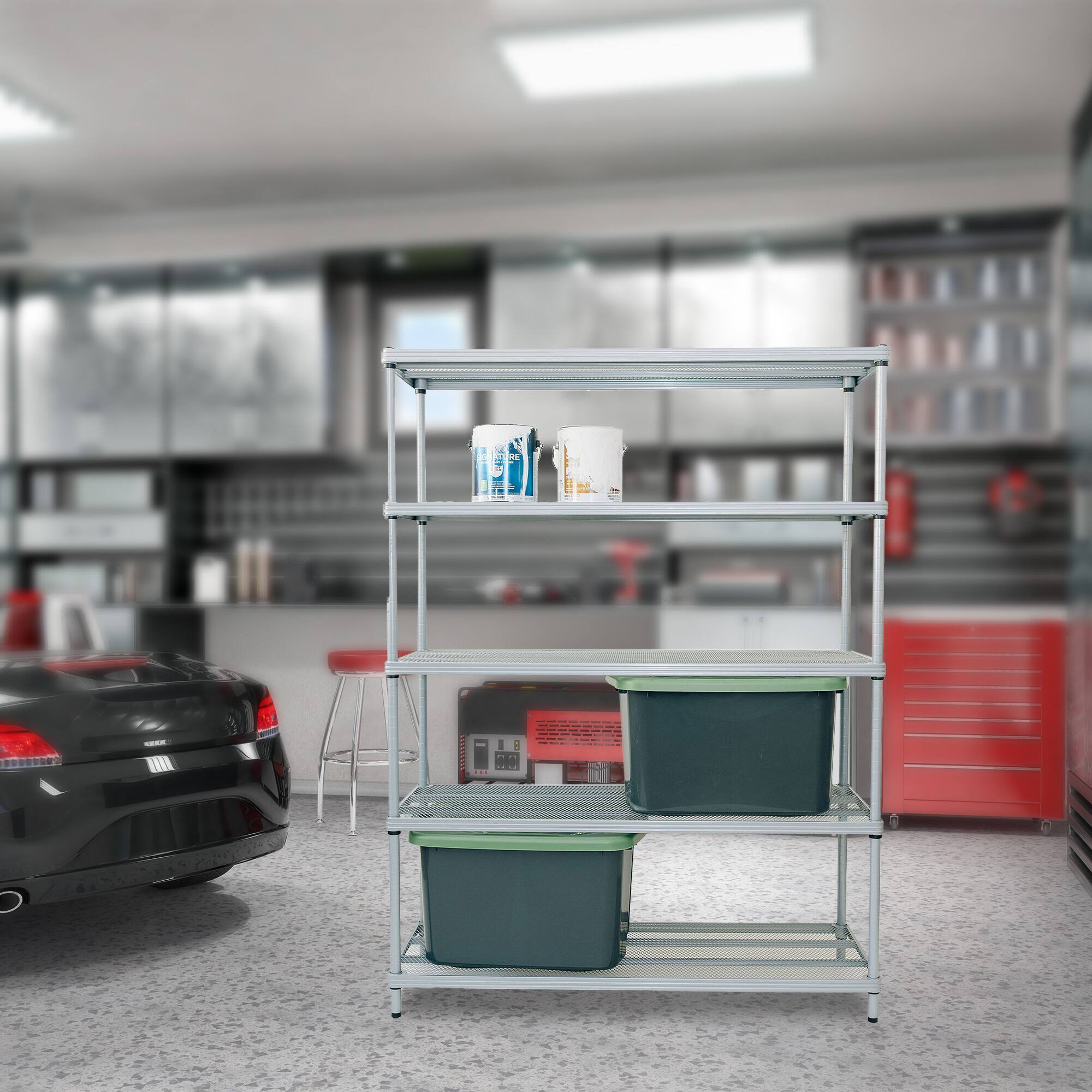 Alt View 3. Design Ideas - Design Ideas MeshWorks 5 Tier Full-Size Metal Storage Shelving Unit Rack, Silver - Silver.