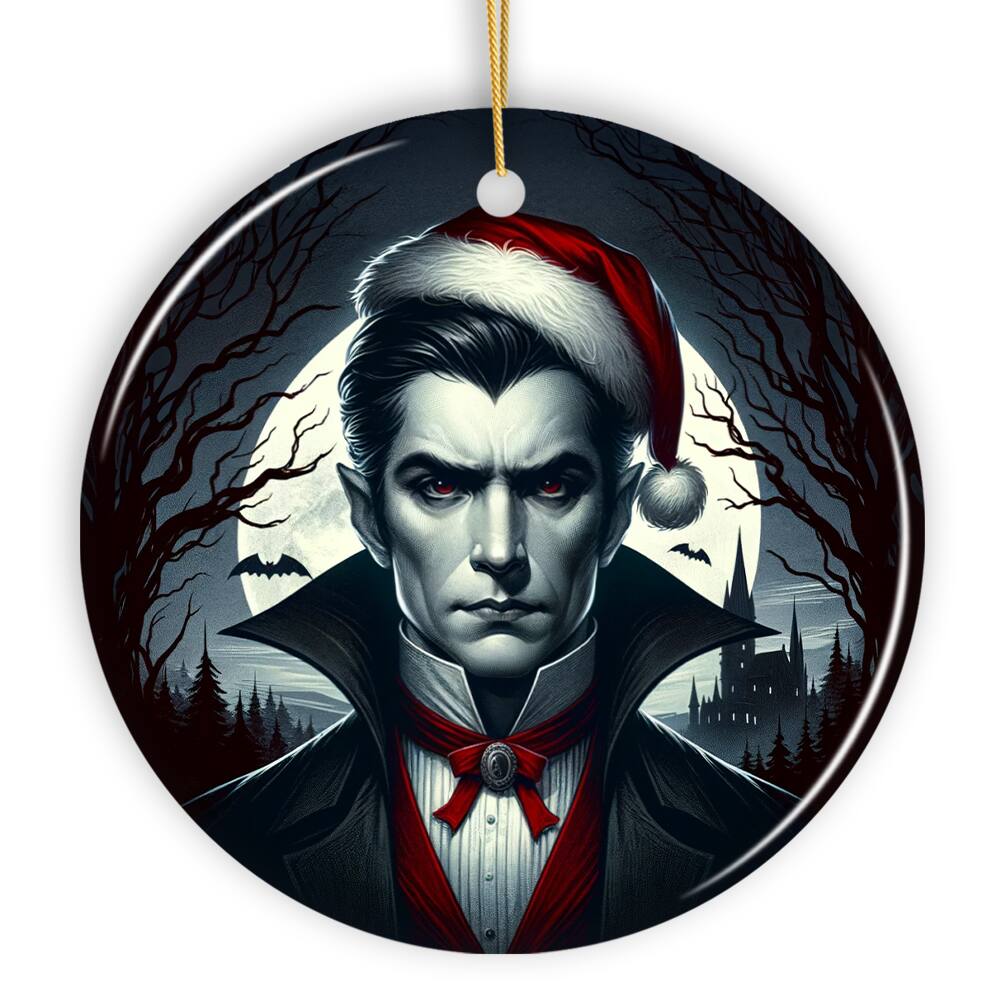 Front. OrnamentallyYou - Midnight Terror Dracula Ornament Sinister Holiday Keepsake and Halloween Tree Decor Version 1 - Multi-colored.