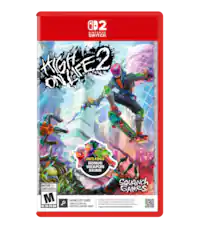 02 NINTENDO SWITCH. HIGH ON LIFE 2. MATURE 17+ JEUNES ADULTES 14 M ESRB. INCLUDES BONUS WEAPON SKINS. SQUANCH GAMES. GAME-KEY CARD. Full download via internet required. Le jeu requiert le téléchargement via internet. El juego requiere una descarga de traves de internet. CARTE CLÉ DE JEU. TARJETA LLAVE DE JUEGO. support.nintendo.com/switch2/gamekeycard