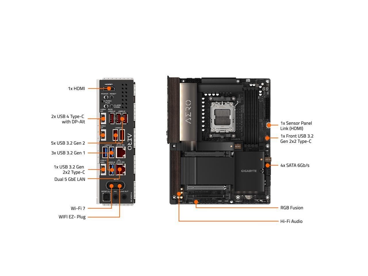 GIGABYTE X870E AERO X3D DARK WOOD Motherboard X870E AERO X DK WOOD