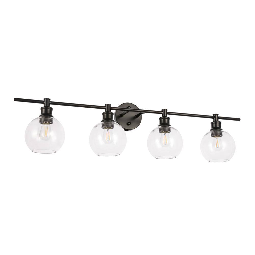 Back. Living District - Collier 4 light Black and Clear glass Wall sconce - Black And Clear Glass.