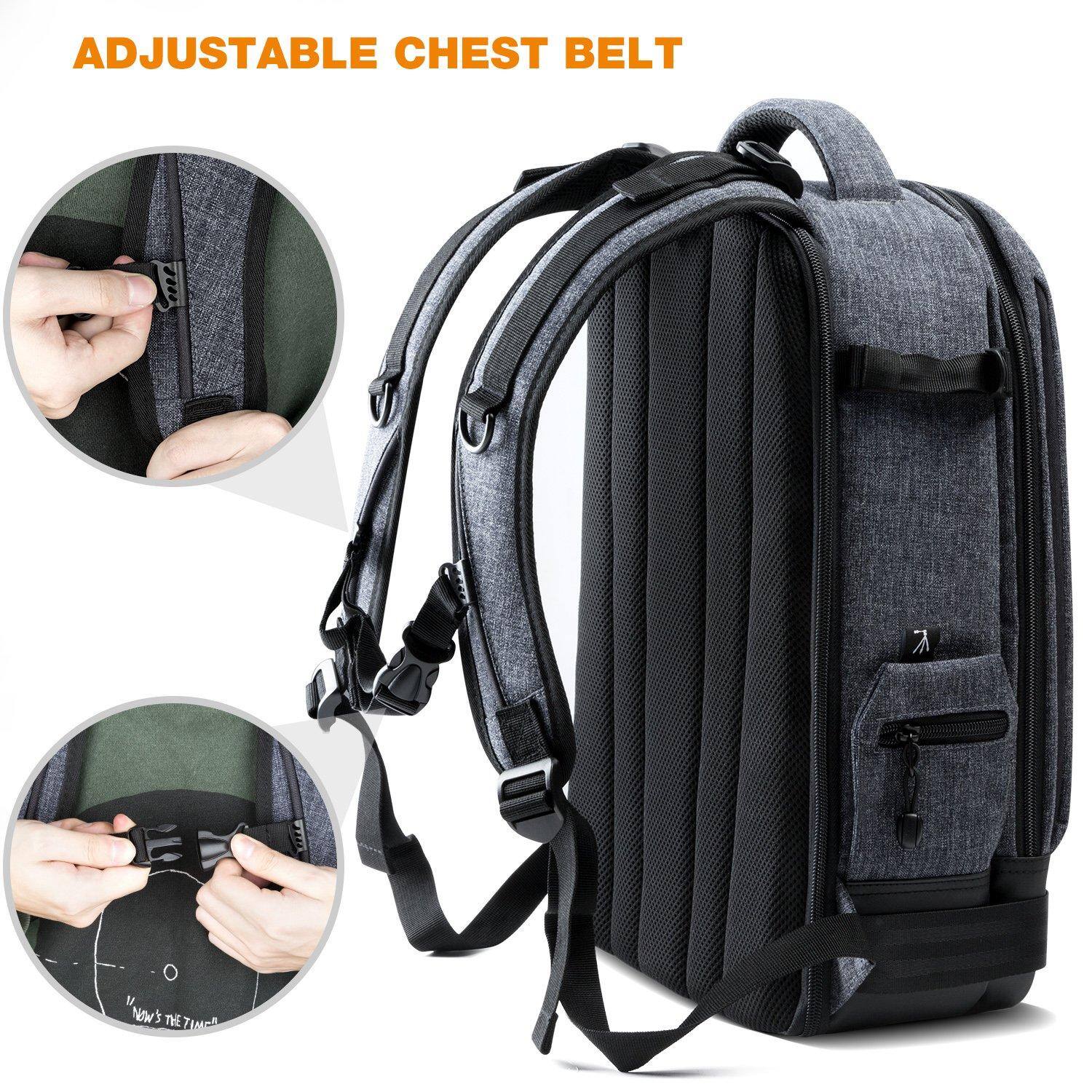 Alt View 5. Pacoar Cade - Professional Camera Backpack Large Size Photography Bag Compatible With Dslr  14.4'' Laptop Tripod (grey) - 03 Dark-gray.