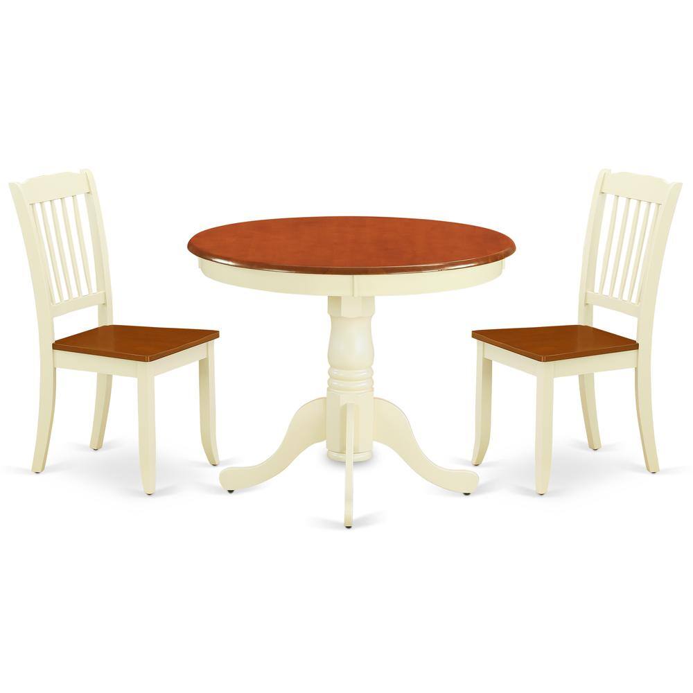 Front. East West Furniture - Dining Room Set Buttermilk & Cherry - Brown.