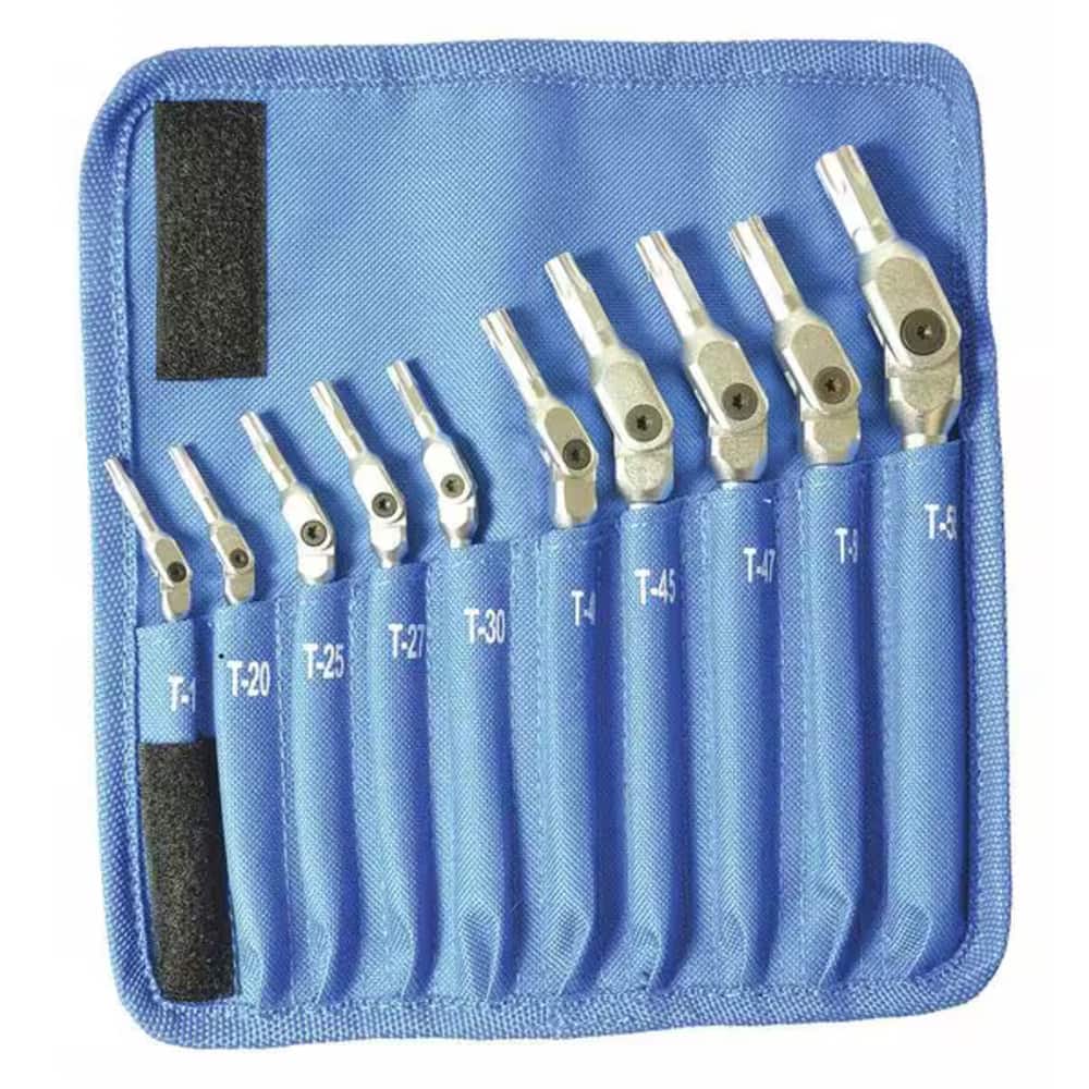 Bondhus - Set 10 Chrome Torx Hex Pro Wrenches T15-T55 with Pouch in Box - Silver