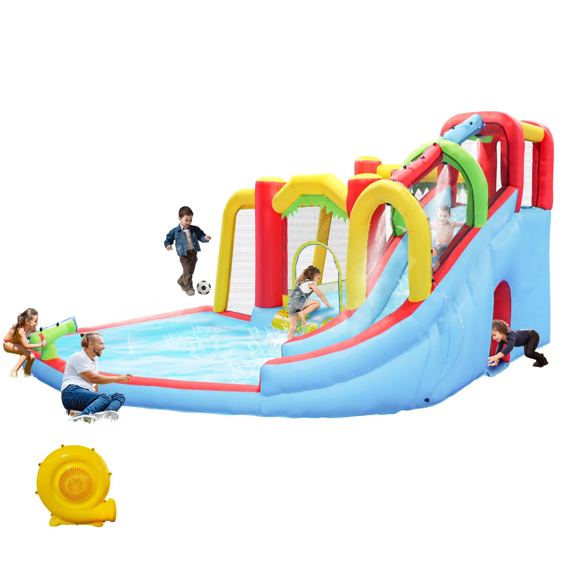 Alt View 2. Loheer - Loheer Inflatable Water Park Bounce House With Slide Splash Pool Climbing Wall Soccer Backyard Bouncer.