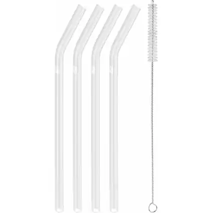 Front. ZWILLING - ZWILLING Sorrento 5-pc Bent Glass Straw Set - Clear - Clear.