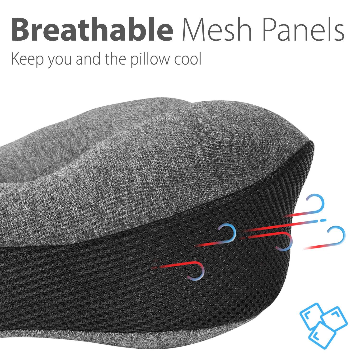 Breathable Mesh Panels
Keep you and the pillow cool