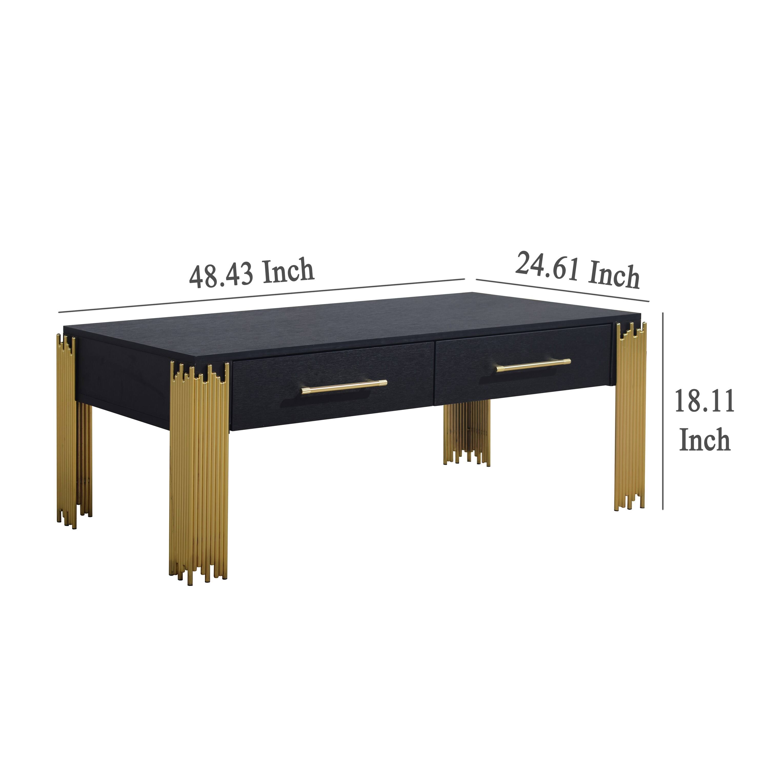 Manhattan Lane Theo Coffee Table, 2 Drawers, Metal, Wood 48 Inch Black ...