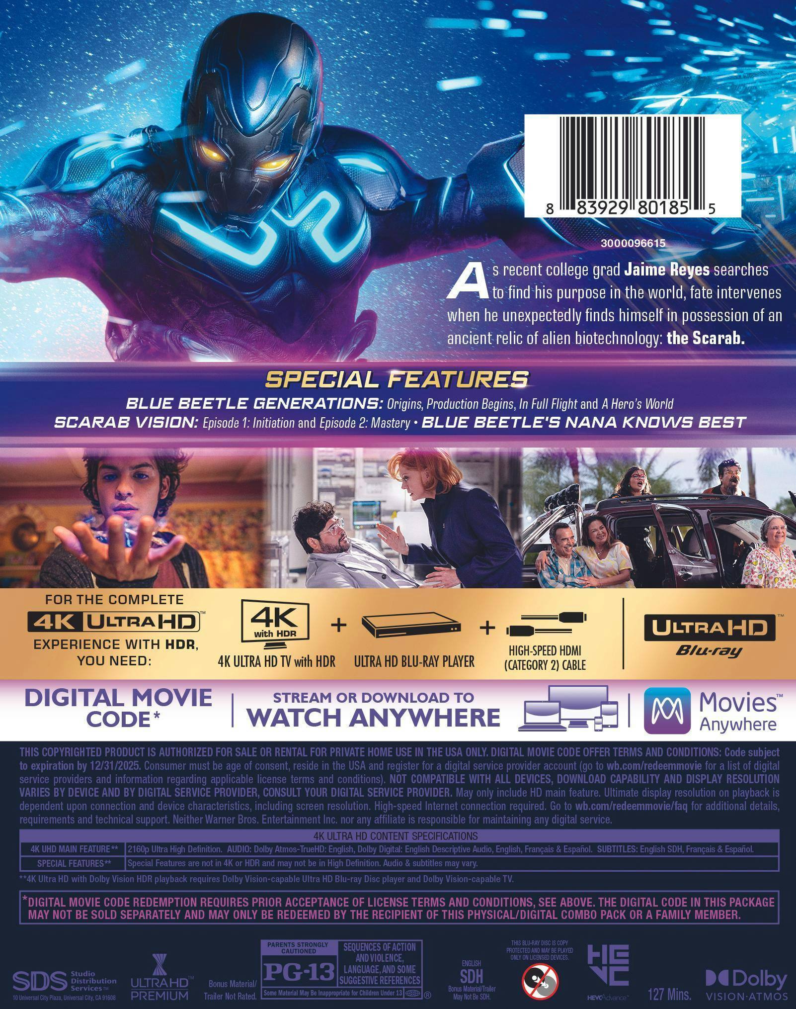 Back. Blue Beetle   - 4K Blu-Ray.