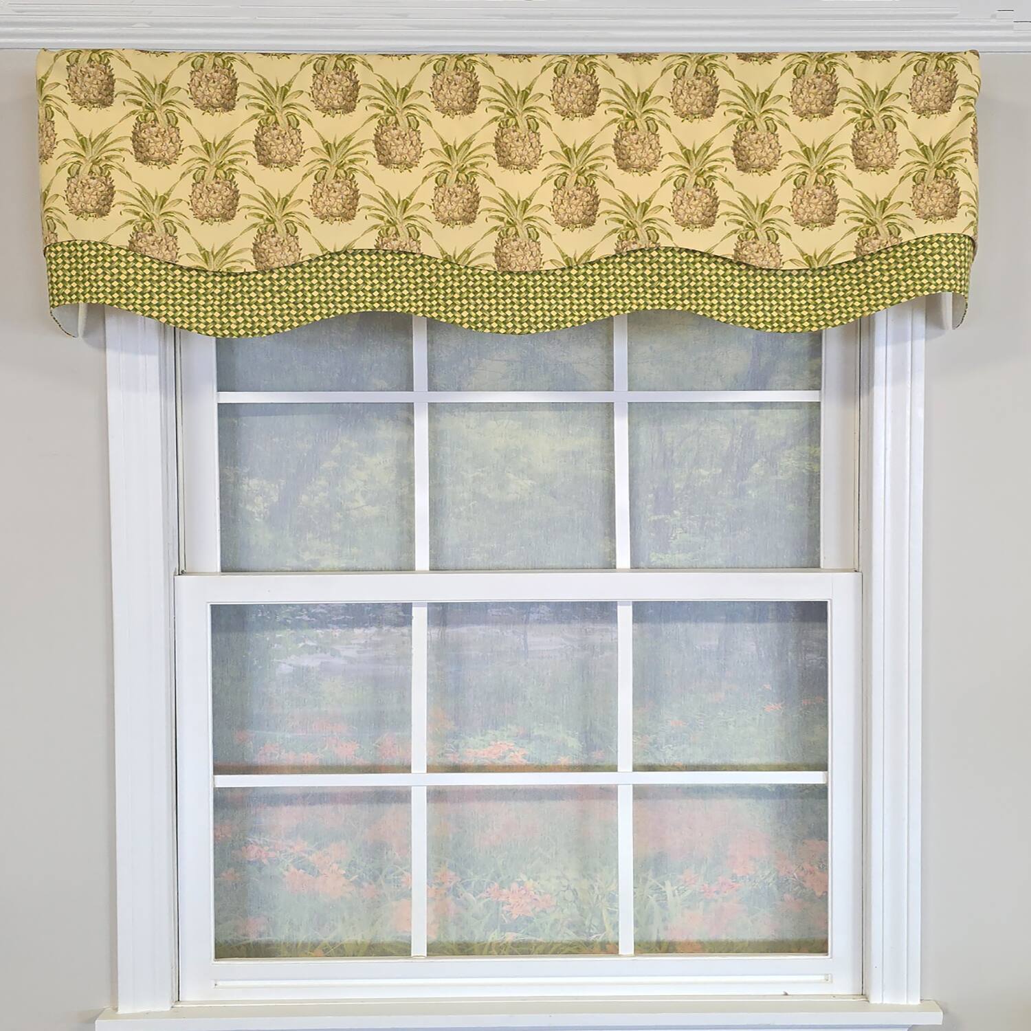 Angle. RLF Home - RLF Home 100% Cotton Kingston Glory  Fully lined Windows Rod Pocket Valance 50" x 16"  Yellow - Yellow.