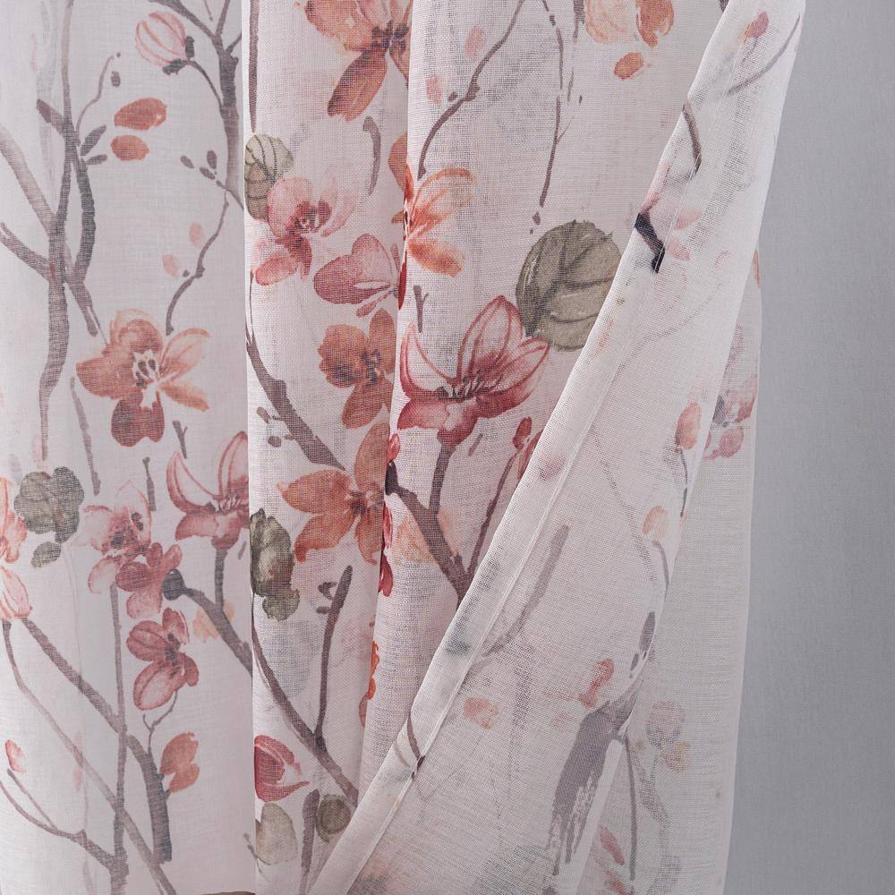 Left. RT Designers Collection - RT Designers Collection Amelia Printed Doily Grommet Light Filtering Curtain Panels for Bedroom 54" x 84" Rose - Rose.