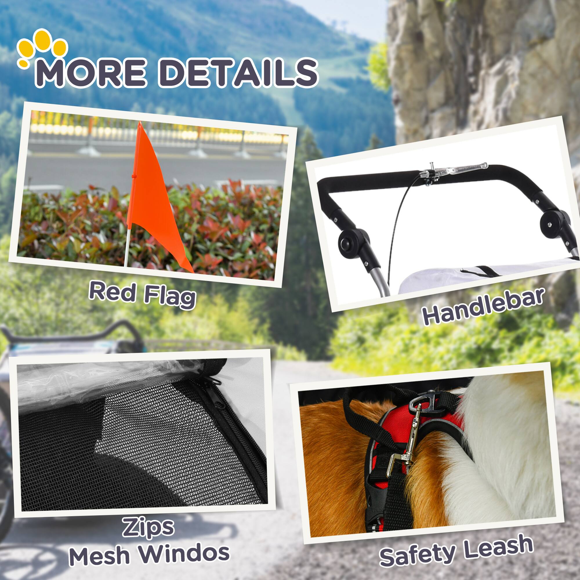 Alt View 5. Aosom - Dog Bike Trailer 2-In-1 Pet Stroller with Canopy and Storage Pockets.