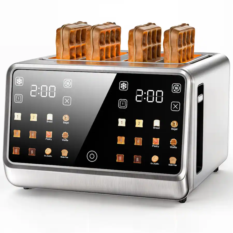 Samrt Toaster Teendow Touch Screen Toaster 4 Slice, 1800W Stainless Steel Digital ...