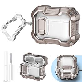 Dteck - for AirPods Pro 3 Case Cover with Carabiner & Cleaning Kit, Safety Lock Design, Compatible with Wireless Charging - Titanium