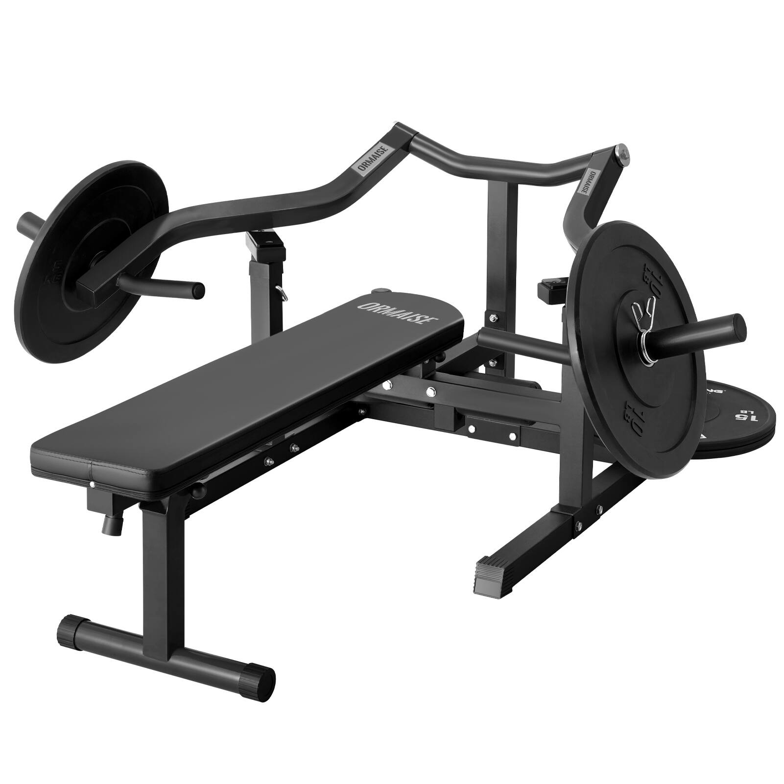 Syedee - Chest Press Machine, 1250LBS Capacity with Independent Arms, Adjustable Flat Incline Fitness Bench for Home Gym - Black