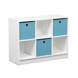 Furinno - Basic 3x2 Bookcase Storage wBins - White/Light Blue