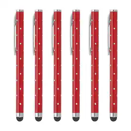 Unique Bargains - Stylus Pens for Touch Screens, 6pcs High Precision Universal Bling Metal Capacitive Pen for Touch Screen Devices Phone - Red