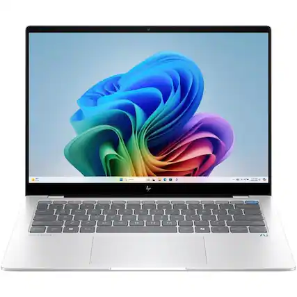 Front. HP - OmniBook X Copilot+ PC 14-FE1003 14" Touch 16GB 512GB SSD Snapdragon™ X Plus 3.4GHz, - Silver.