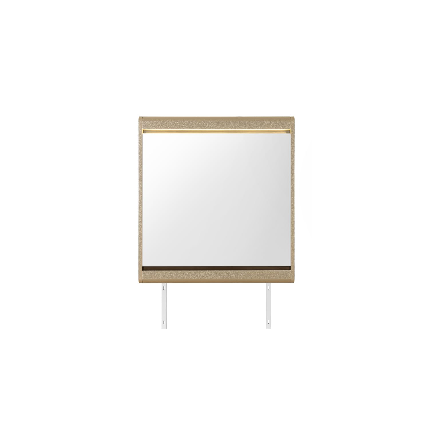 Front. Global Furniture USA - Genesis Gold Mirror With Led - Gold.