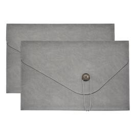 Unique Bargains - 2pcs Leather Folder, 14x10" Leather Document Holder PU Pouch Bag Portfolio Organizer Waterproof for Office Men - Gray