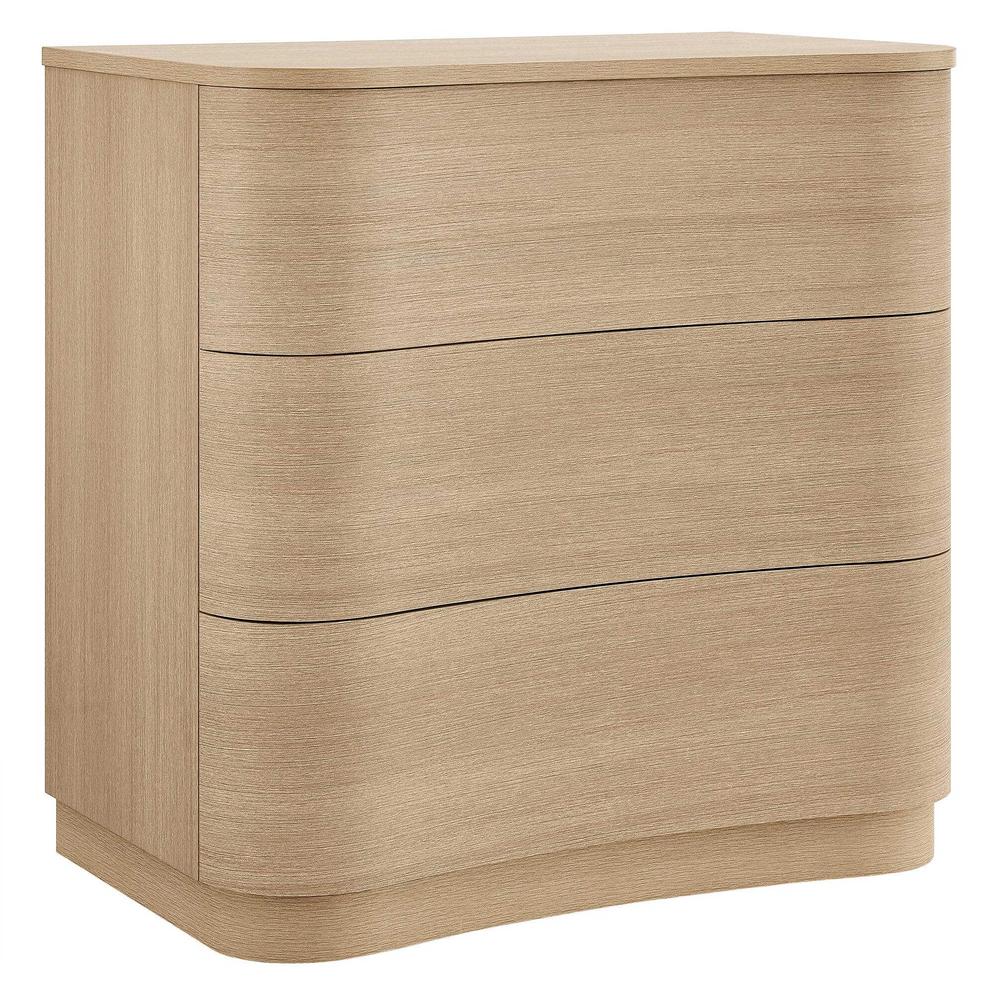 Angle. Modway - Mirae 3-Drawer Curved Compact Dresser by Modway - Brushed Light Oak.