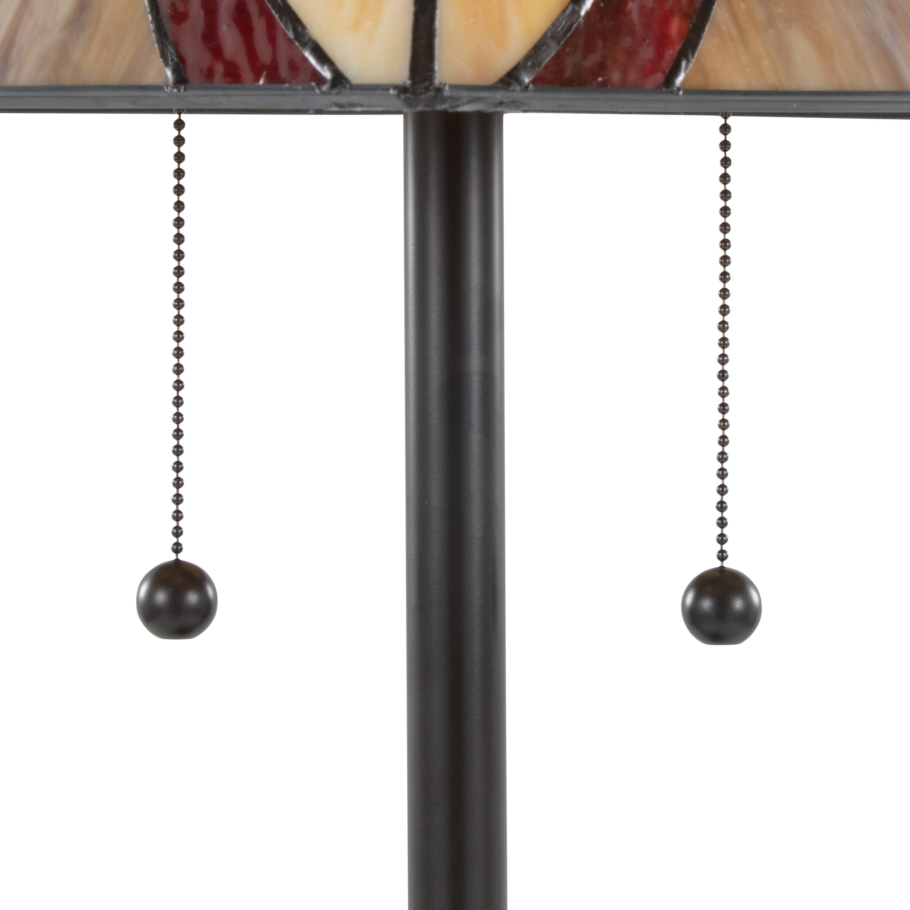 Back. Loheer - Loheer Oil Rubbed Bronze Floor Lamp 63 Inch with Brown Cream Glass Shade Traditional Bedroom Lighting - Bronze,Brown,Cream.