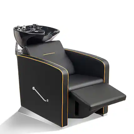 Front. Winado - Backwash Shampoo Unit Salon Chair Hair Washing Station with Ceramic Bowl & Adjustable Footrest for Beauty Spa Barbershop - Black.