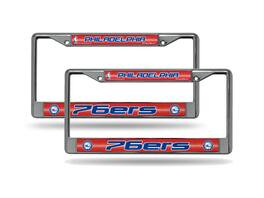 Rico Industries - Philadelphia 76ers Chrome Metal Sparkly Glitter Bling Look License Plate Frame, Set of 2 - Multi