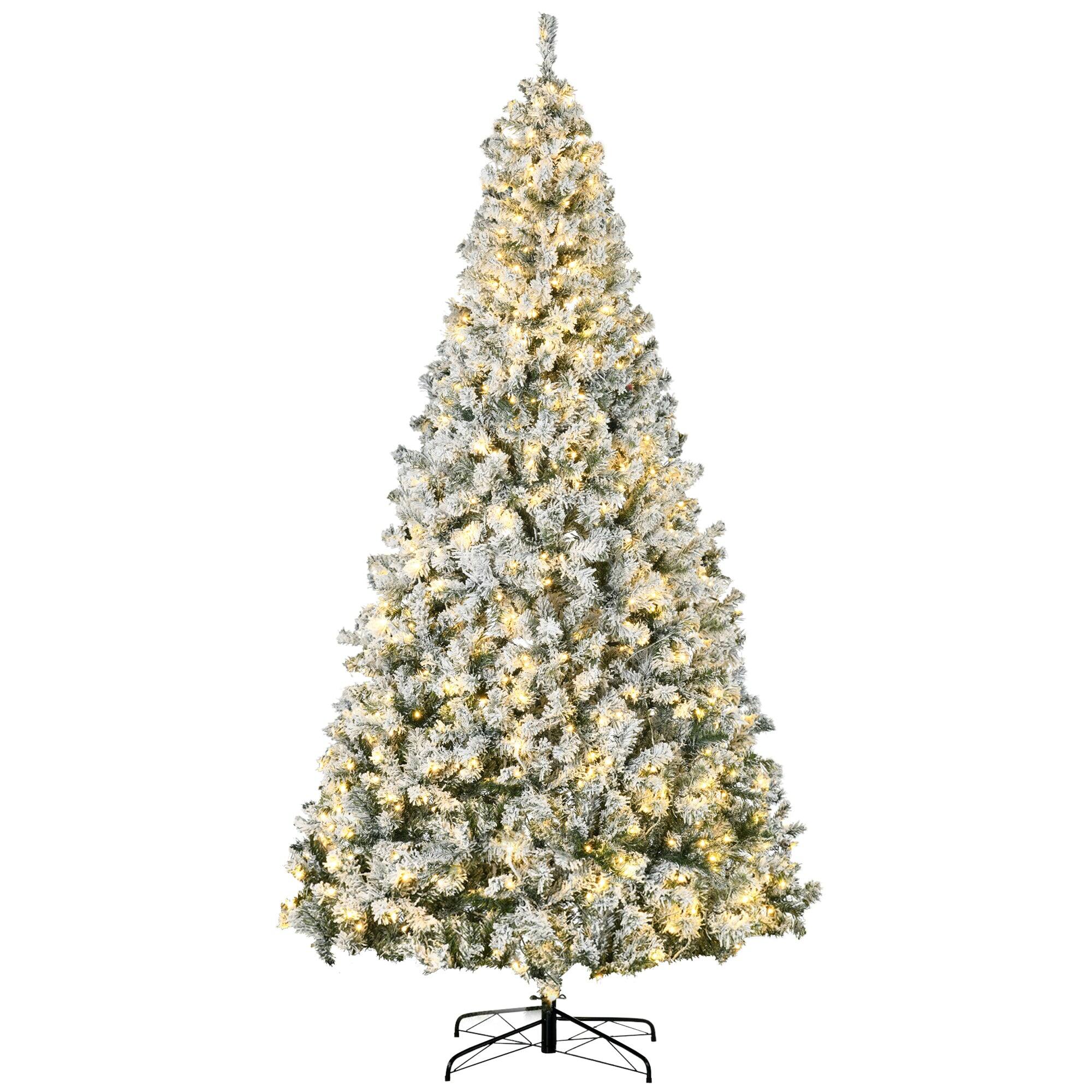 Alt View 5. BreeBe - 9ft Tall Prelit Artificial Christmas Tree Holiday DÃ©cor with 1868 Snow Flocked Branches - Green.
