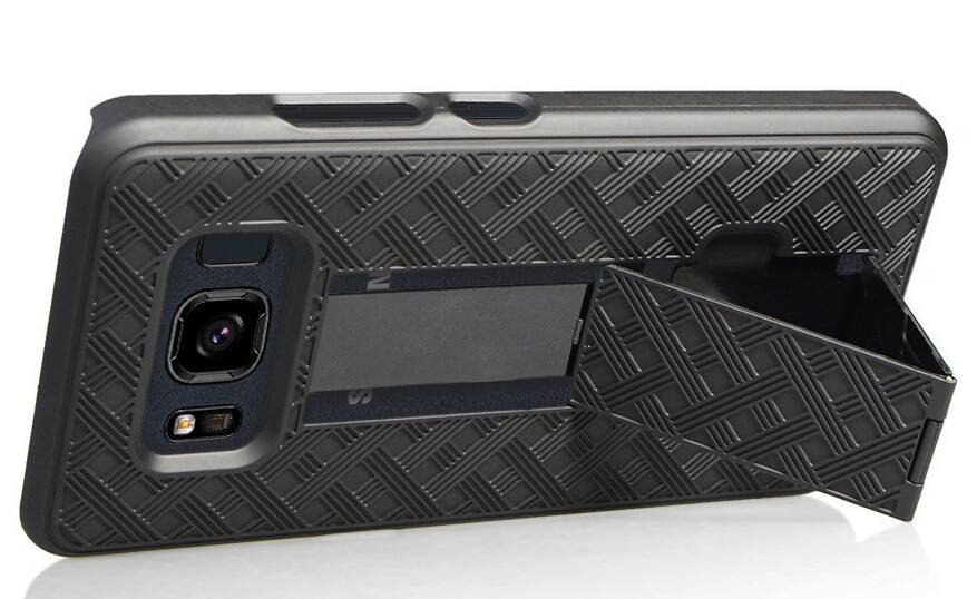 Alt View 4. Nakedcellphone - Combo for Samsung Galaxy S8 Active - Case with Stand and Belt Clip Holster - Black.