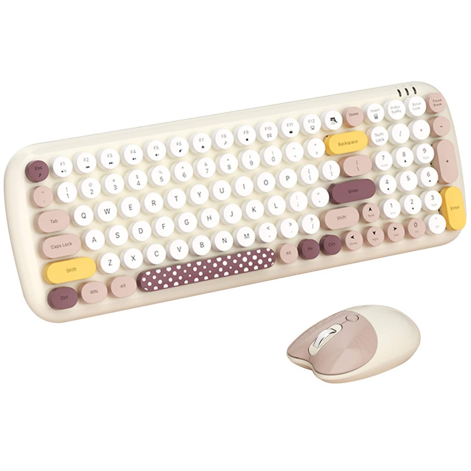 SaharaCase - Wireless Keyboard & Mouse Combo | Colorful 100 Keys Full Keyboard | Soft Click | USB & Type-C Adapter - Beige
