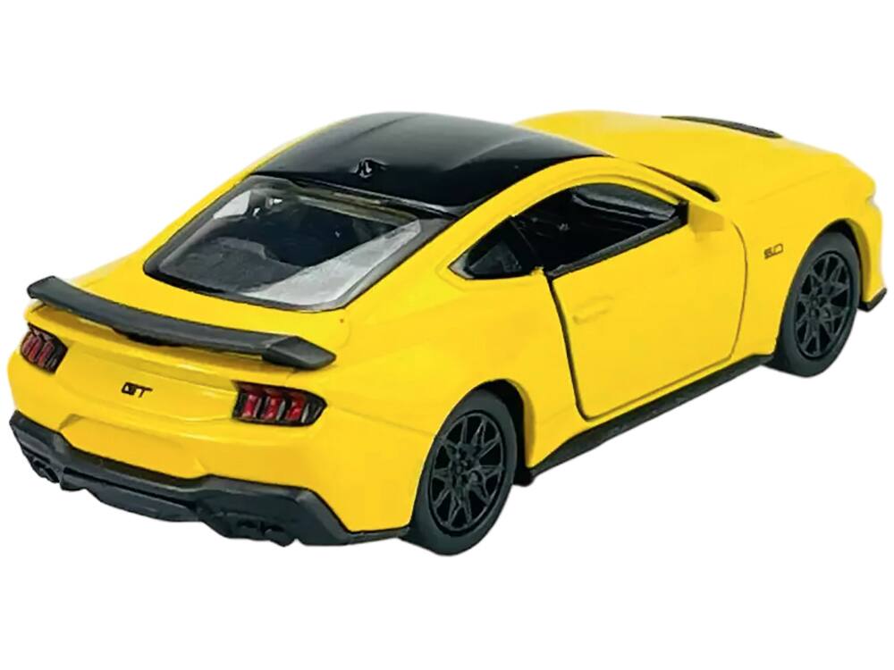 Left. Welly - 2024 Ford Mustang GT 5.0 Yellow with Black Top "NEX Models" Series 1/25 Diecast Model Car by Welly - Yellow with Black.
