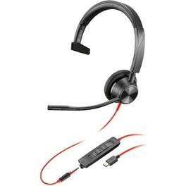 HP - Poly Blackwire 3315 Headset +USB-C/A Adapter TAA - Mono - Mini-phone (3.5mm), USB Type C - Wired - 32 Ohm - 20 Hz to 20 - Black