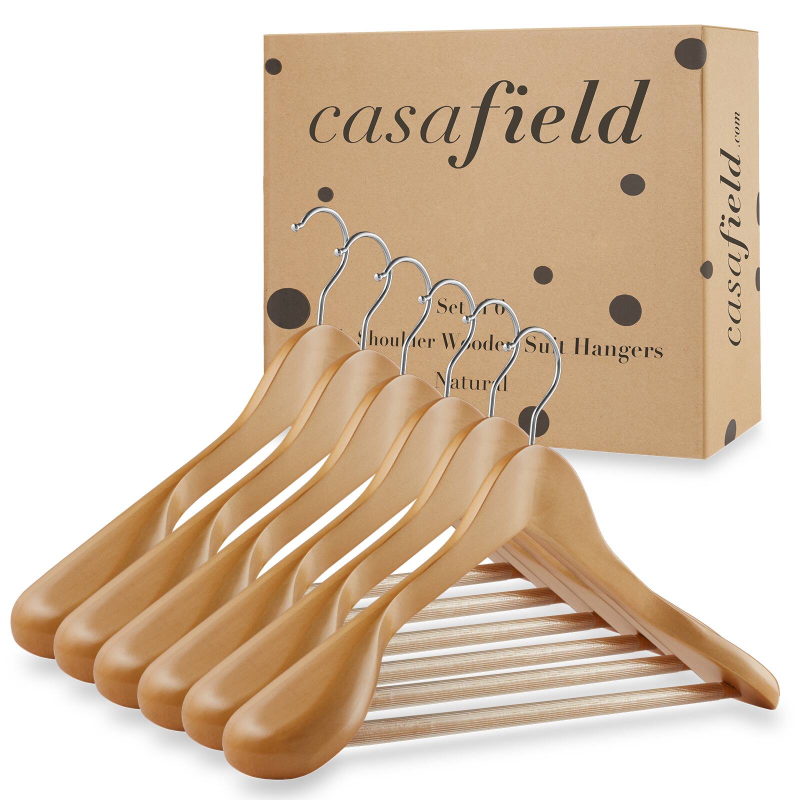 casafield.com  
casafield  
Set of 6  
Houleter Wooden Sut Hangers  
Natural
