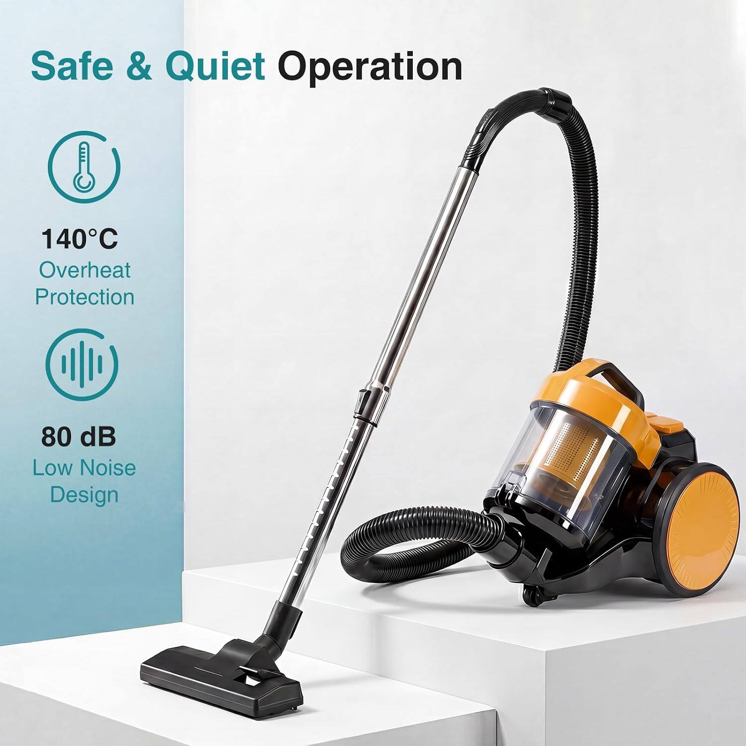 Safe & Quiet Operation

140°C Overheat Protection

80 dB Low Noise Design