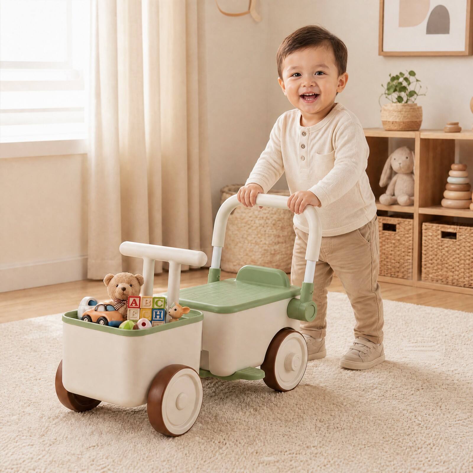 Alt View 1. Costway - Costway 3-in-1 Ride-On Push Car for Kids with Pull Rope - Green.