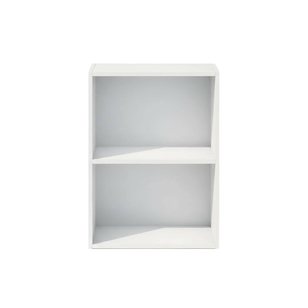 Angle. FurniFact - Wooden 2-Tier Open Shelf Closet and Clothing Storage Organizer - White.