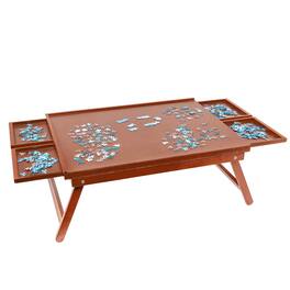 Jumbl - 1000-Piece Puzzle Board - 23 x 31" Wooden Puzzle Table with 4 Removable Drawers - Brown