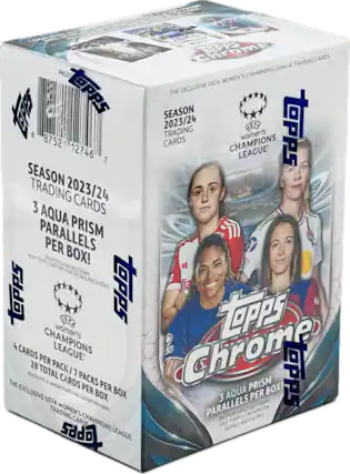Topps Chrome: The Exclusive UEFA Women's Champions League Trading Cards
Season 2023/24 Trading Cards
3 Aqua Prism Parallels Per Box!
4 Cards Per Pack / 7 Packs Per Box
28 Total Cards Per Box
Packs with a special insert may contain less cards.
No Purchase Necessary! Visit Topps.com/NPN for details and entry.